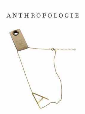 Anthropologie Gold Tone Letter A Necklace